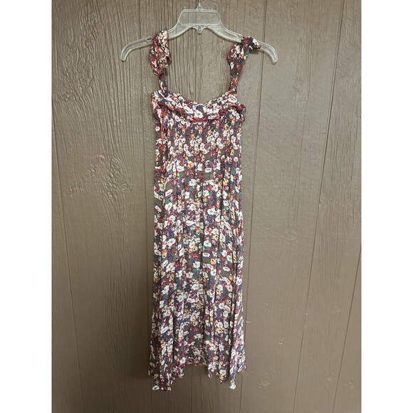 Natural Life Dress Women XS Red Floral Midi Smocked Ruffle Lightweight Summer - Picture 8 of 8